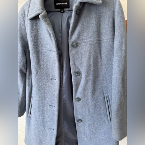 London Fog Pea Coat Wool Blend Grey/Blue Color Small - Picture 2 of 6